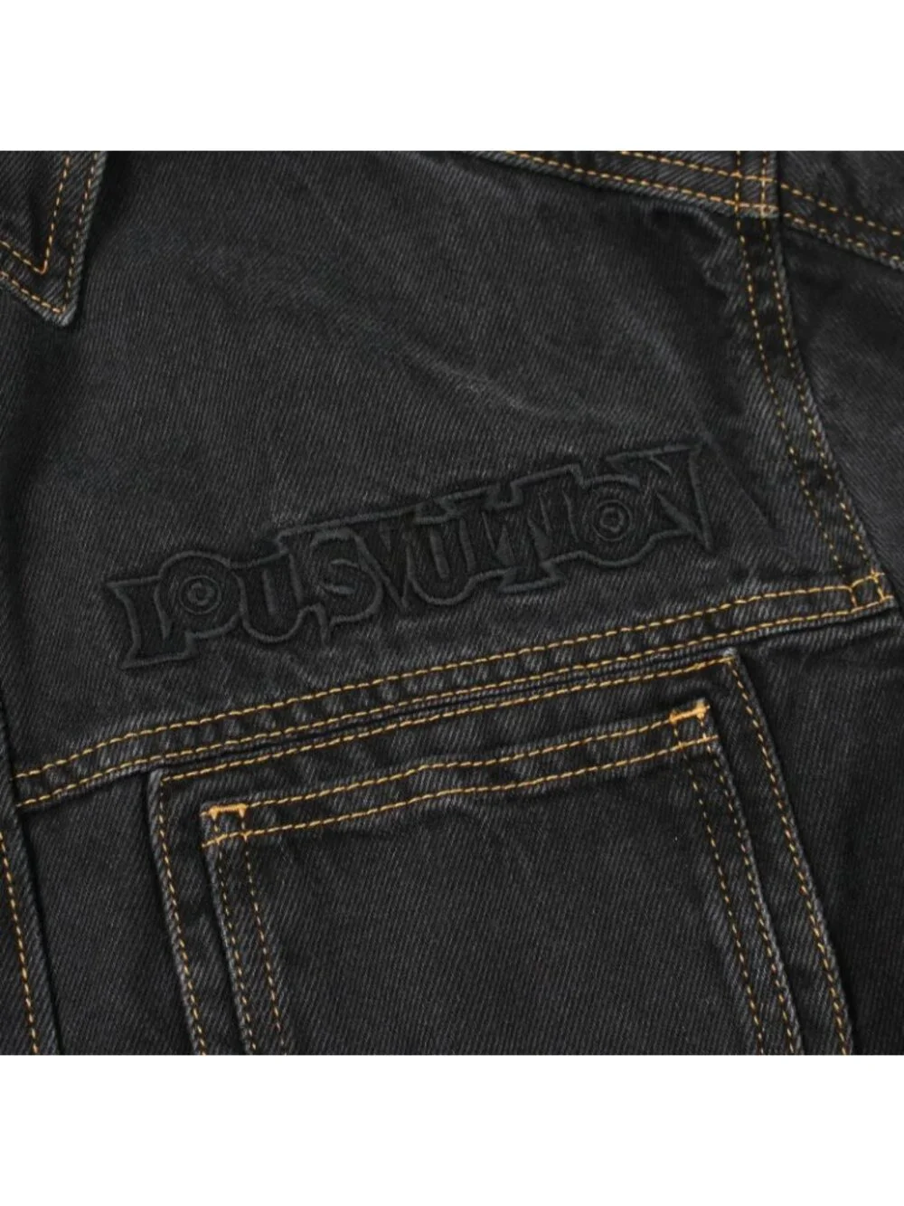Louis Vuitton Denim Jacket Logo Embroidery Uq4 Cotton